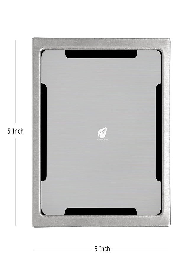 Shapure Stainless Steel Grade 304 Bathroom Drain Channel Grating Cover Floor Anti-Cockroach Jali in Matt Finish (Plate Jali, 5" X 5") - Image 2